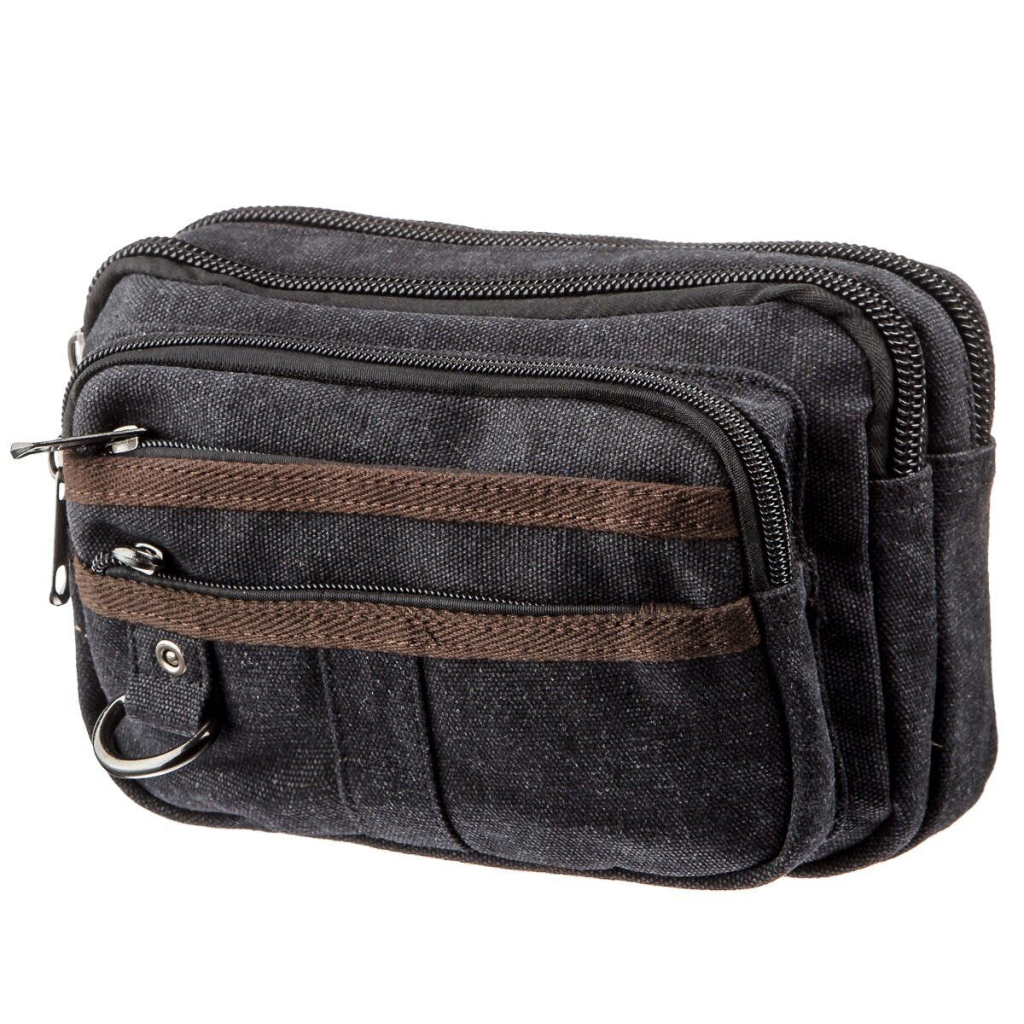 Сумка Vintage Бананка текстильна на пояс Чорна (20159) - зображення 1