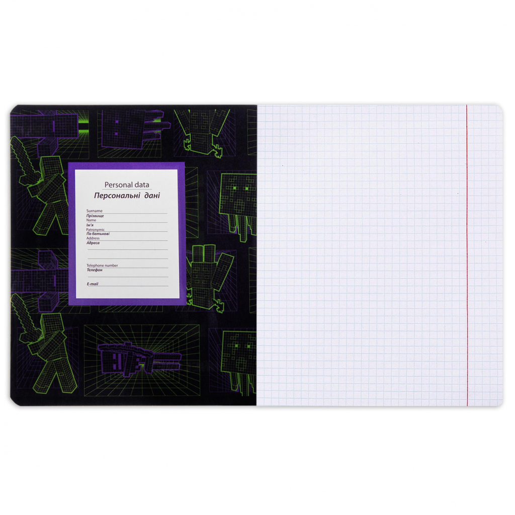 Зошит Yes Minecraft. Black 18 аркушів клітинка (767521) - зображення 7