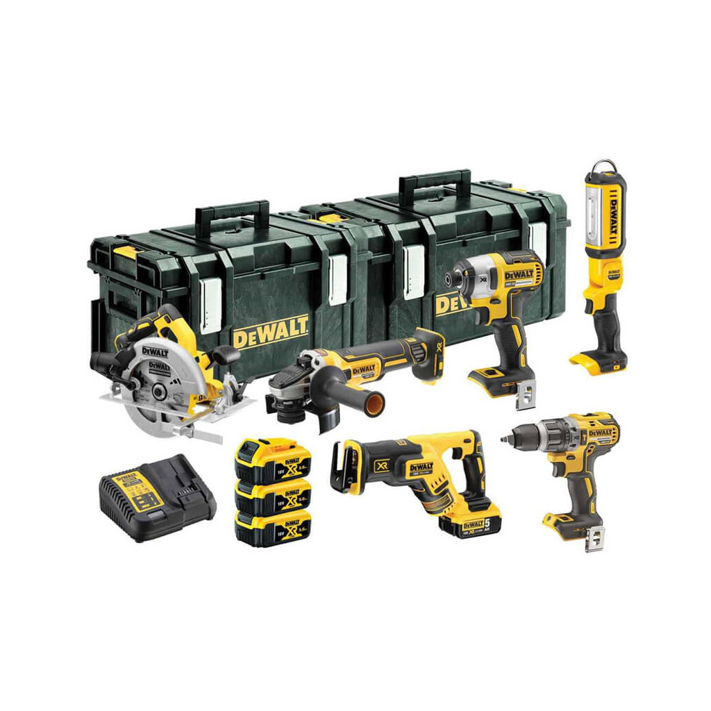 Набір електроіструментів DeWALT 6 од., 3*5Ah, 2 кейси TOUGH SYSTEM (DCK623P3) - зображення 2