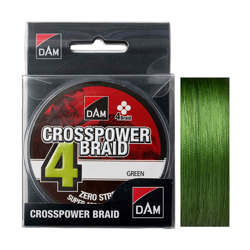 Шнур DAM CROSSPOWER 4-BRAID 110м 0,22мм 11,3кг/25Lb (green) (60076) - зображення 1