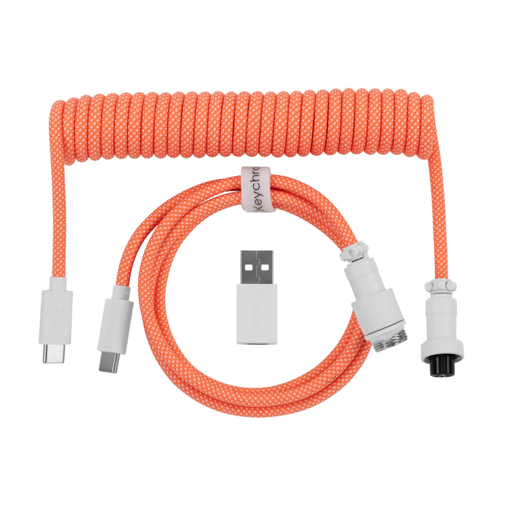 Дата кабель USB-C + USB A to USB-C 1.36m Coiled Aviator orange Keychron (CAB14_KEYCHRON) - зображення 1