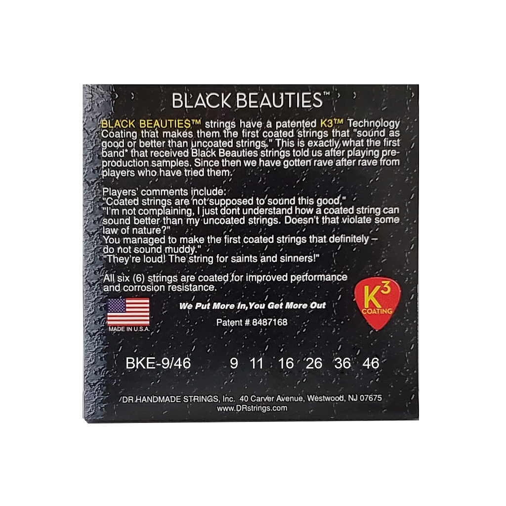 Струни для гітари DR Strings Black Beauties Electric - Light Heavy (09-46) (BKE-9/46) - зображення 3