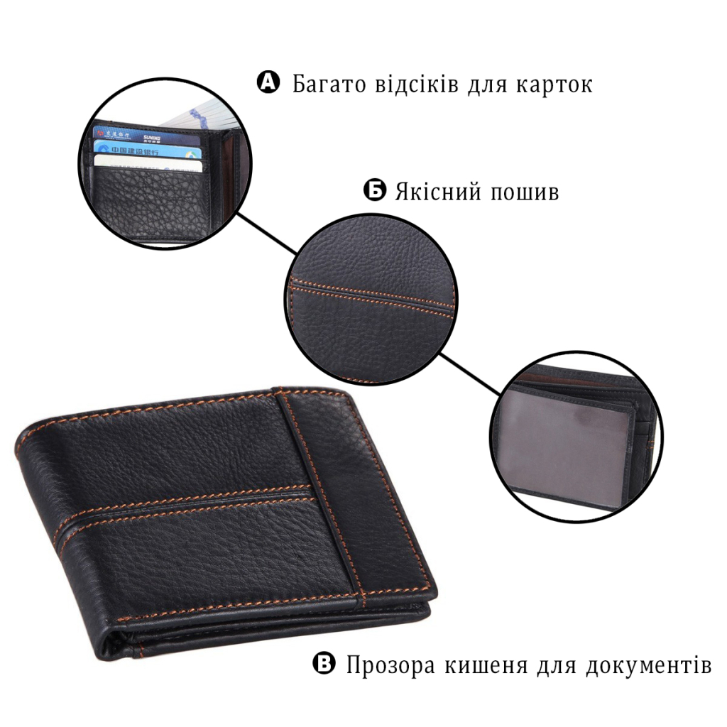 Гаманець Vintage Чорний (14227) - зображення 4