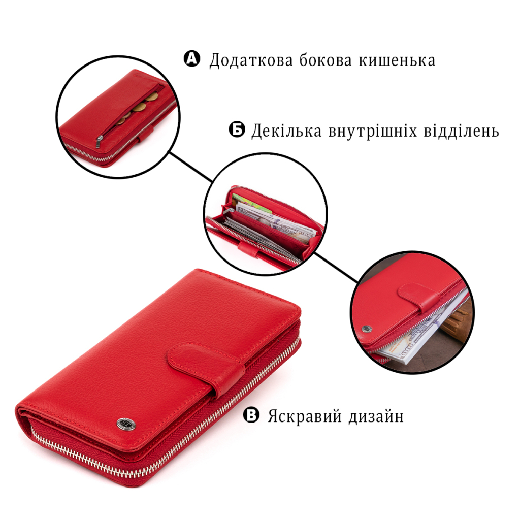 Гаманець ST Leather Зі шкіри жіночий Червоний (19306) - изображение 4