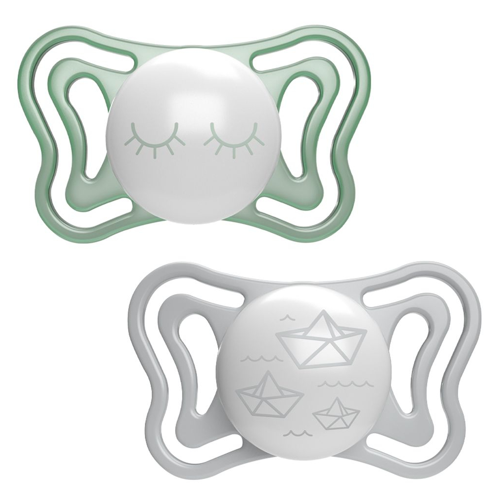 Пустушка Chicco Physio Light силіконова від 16 до 36 місяців люмінесцентна з футляром 2 шт (71039.41) - зображення 1