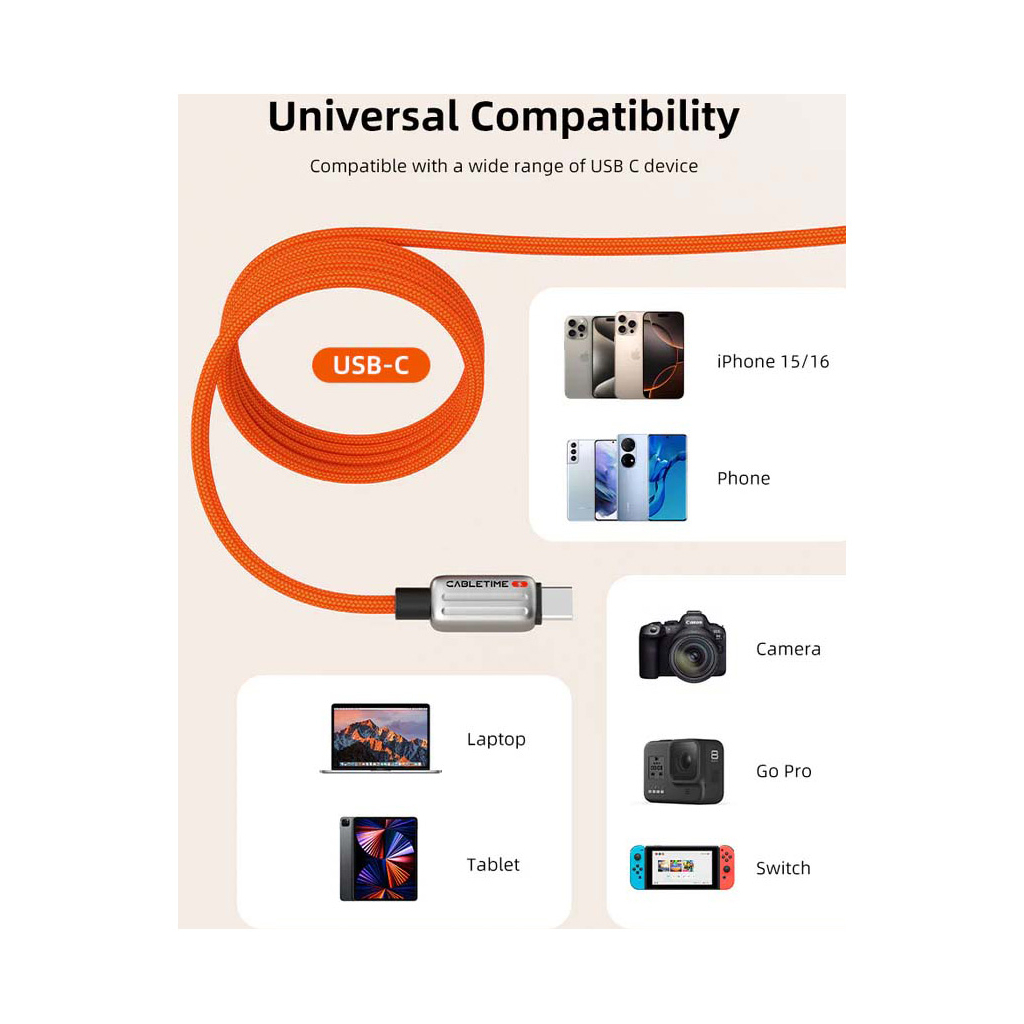 Дата кабель USB-C to USB-C 2.0m PD240W magnetic Cabletime (CA915729) - зображення 8