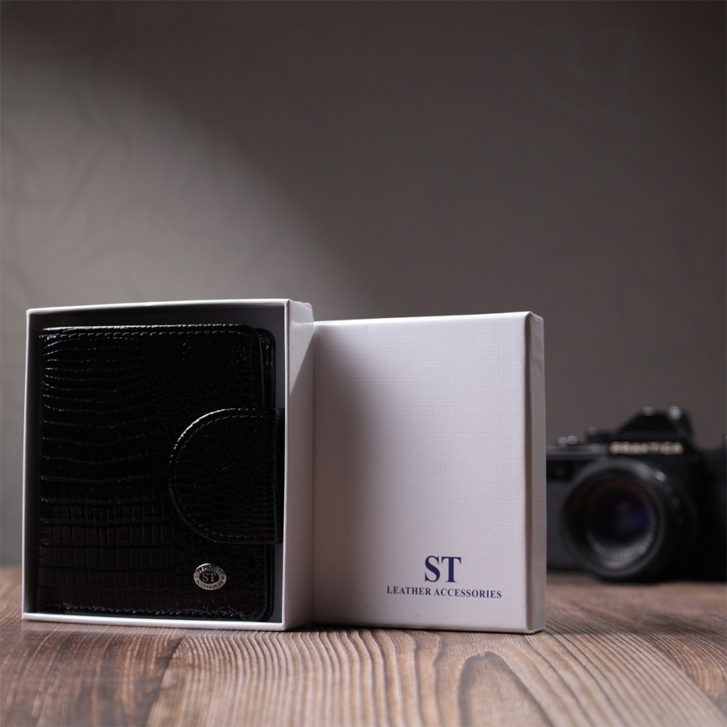 Гаманець ST Leather З натуральної шкіри Чорний (22686) - зображення 11