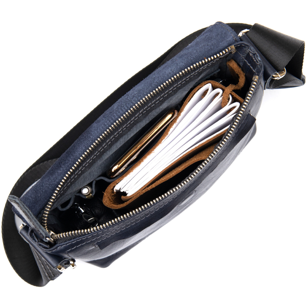 Сумка Grande Pelle Шкіряна чоловіча Темно-синя (11433) - зображення 6