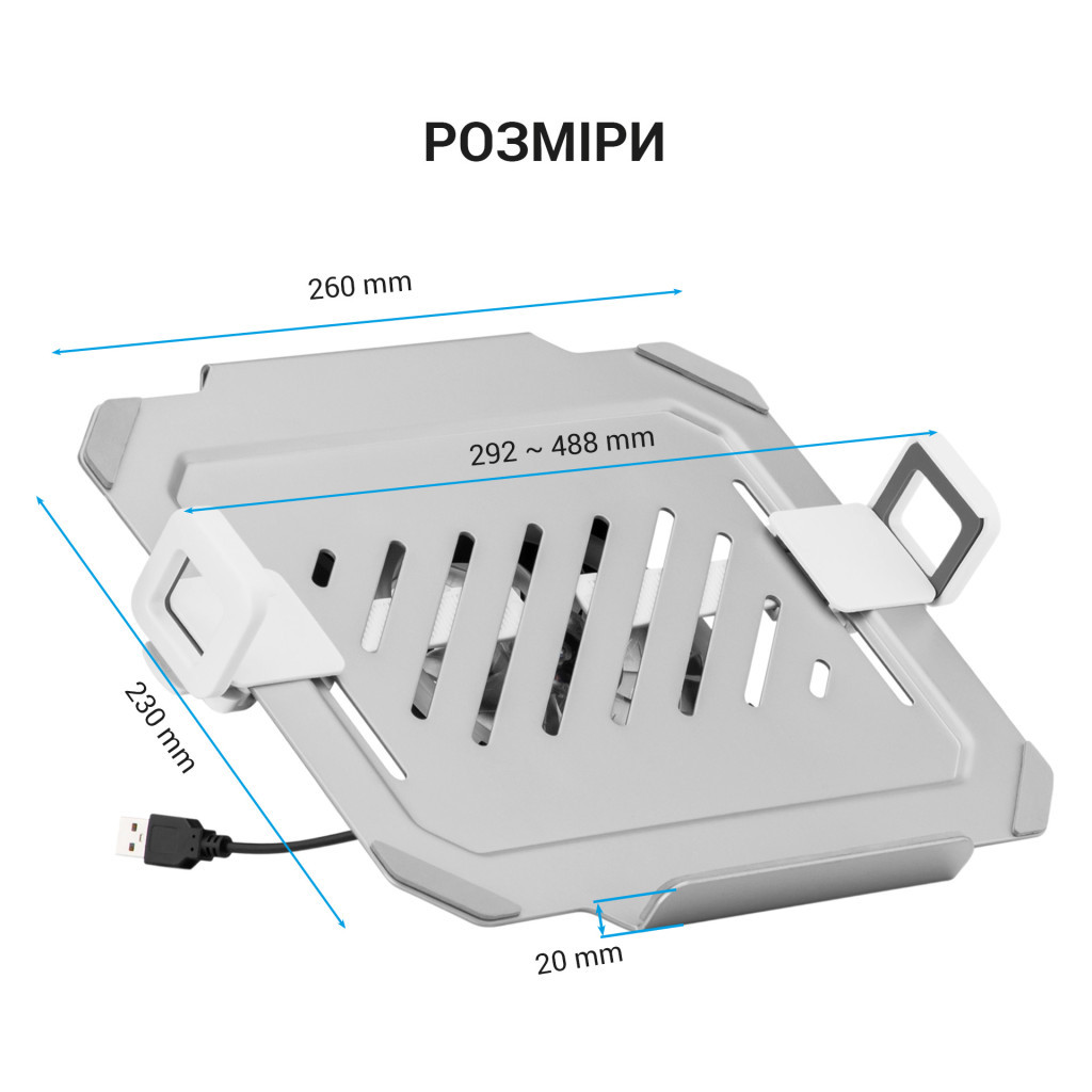 Підставка до ноутбука OfficePro для кронштейнів VESA 75x75, 100x100 + RGB (LH474W) - зображення 6