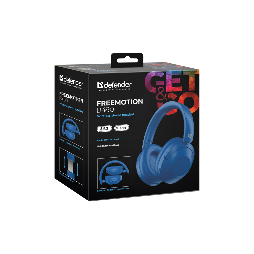 Навушники Defender FreeMotion B490 Bluetooth Blue (63491) - зображення 8