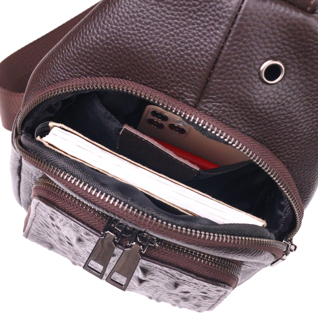 Сумка Vintage Слінг чоловіча з натуральної шкіри Коричнева (21401) - зображення 3