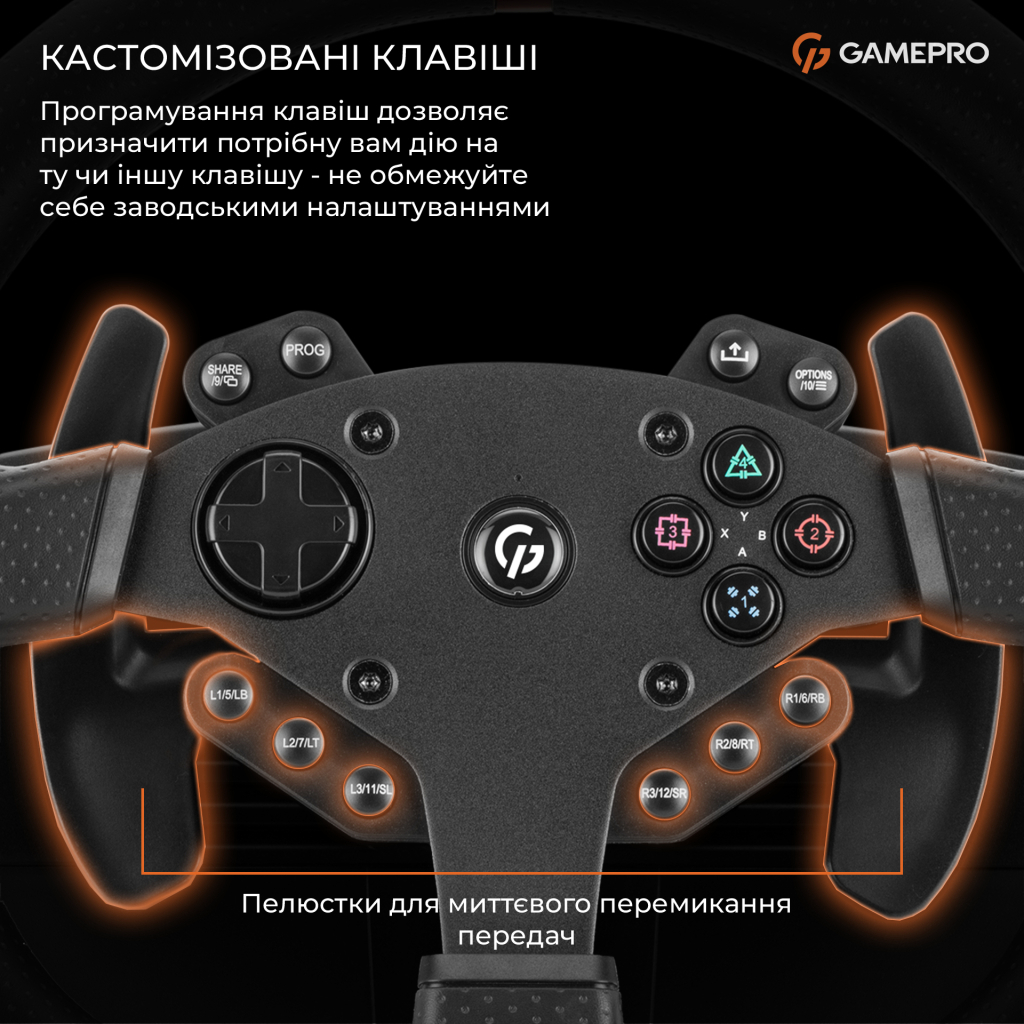 Кермо GamePro RW070PM з педалями та коробкою передач XBOXONE/PS4/PC (RW070PM) - зображення 16