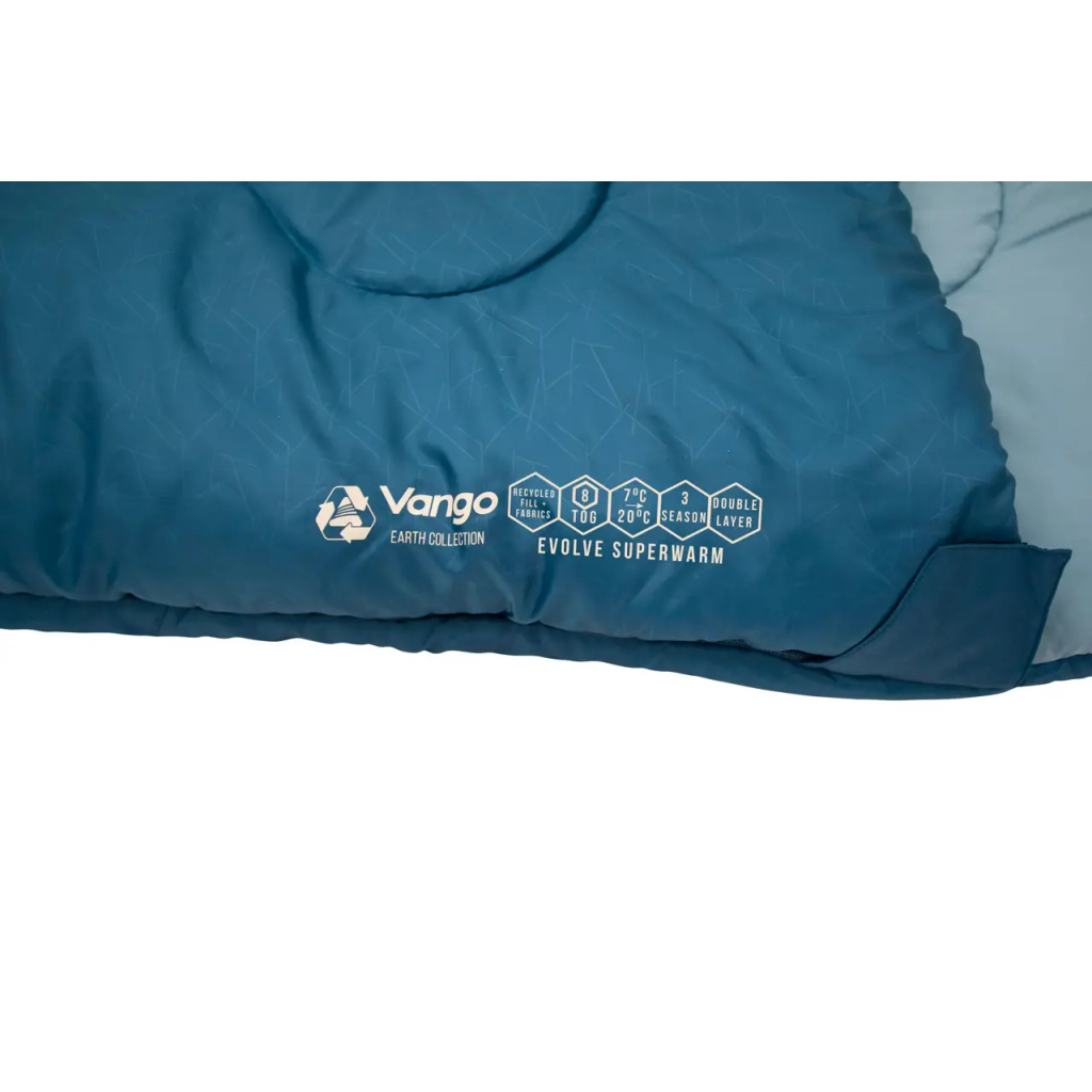 Спальний мішок Vango Evolve Superwarm Single +2C Moroccan Blue Left (929158) - зображення 5