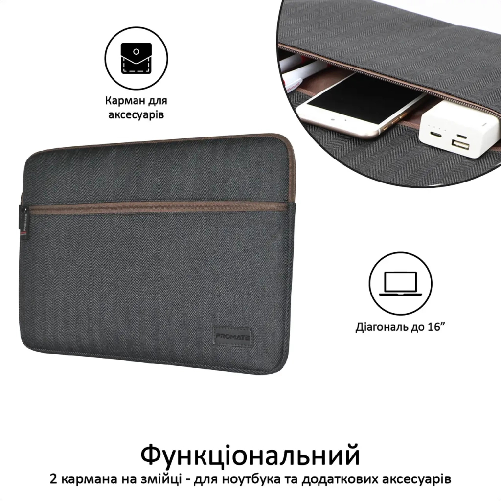 Чохол до ноутбука Promate 13" Portfolio-M Black (portfolio-m.black) - зображення 5