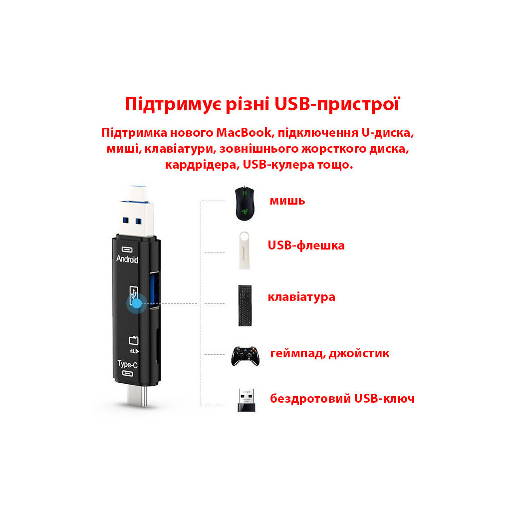 Зчитувач флеш-карт Dynamode 3-in-1 (D-188) - зображення 6