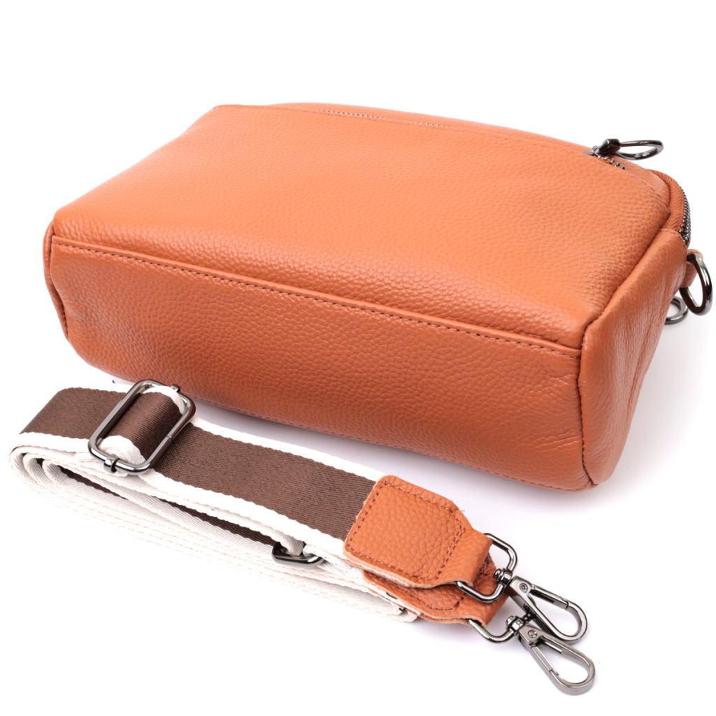 Сумка Vintage Містка Жіноча з кишенями з натуральної шкіри Коричнева (22601) - зображення 8