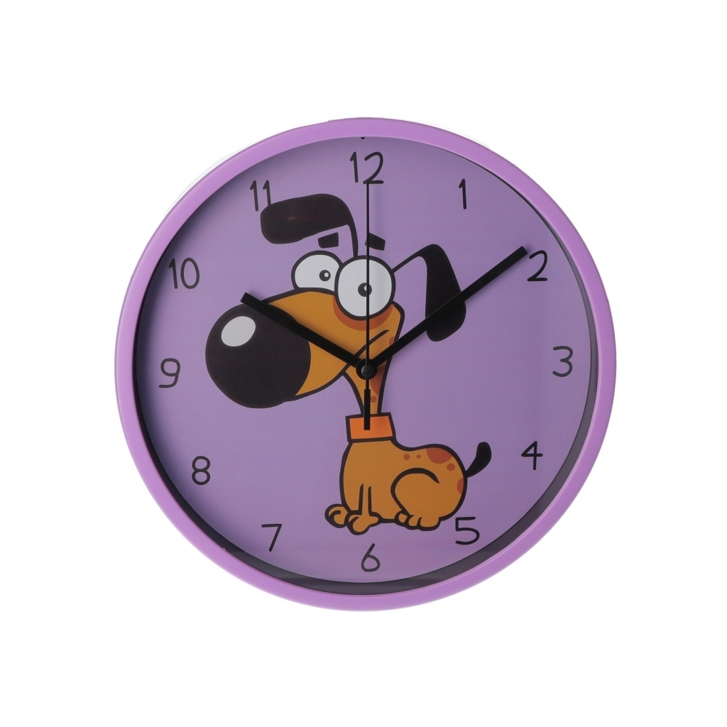 Настінний годинник Optima Little Dog пластиковий, фіолетовий (O52105) - зображення 1