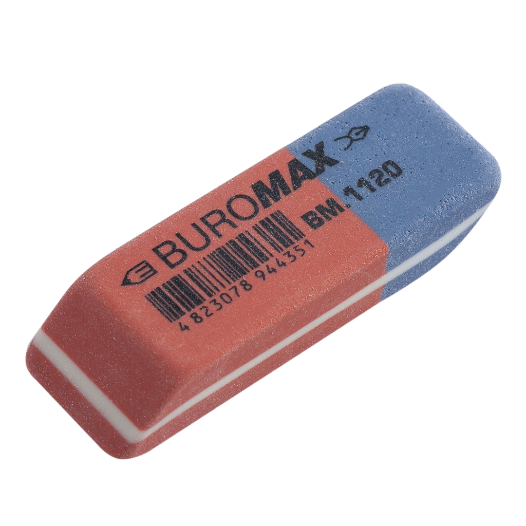 Гумка Buromax подвійна з абразивною частиною S, 42x14x8 мм синт.каучук, червоно-синя (BM.1120) - изображение 1