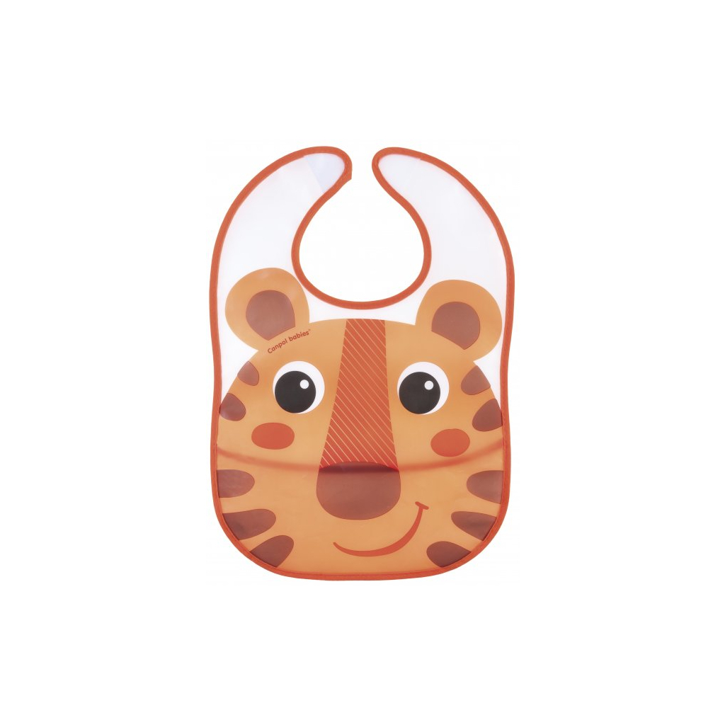 Слинявчик Canpol babies Hello Little пластмасовий з кишенькою Жовтогарячий (9/232_ora) - зображення 1