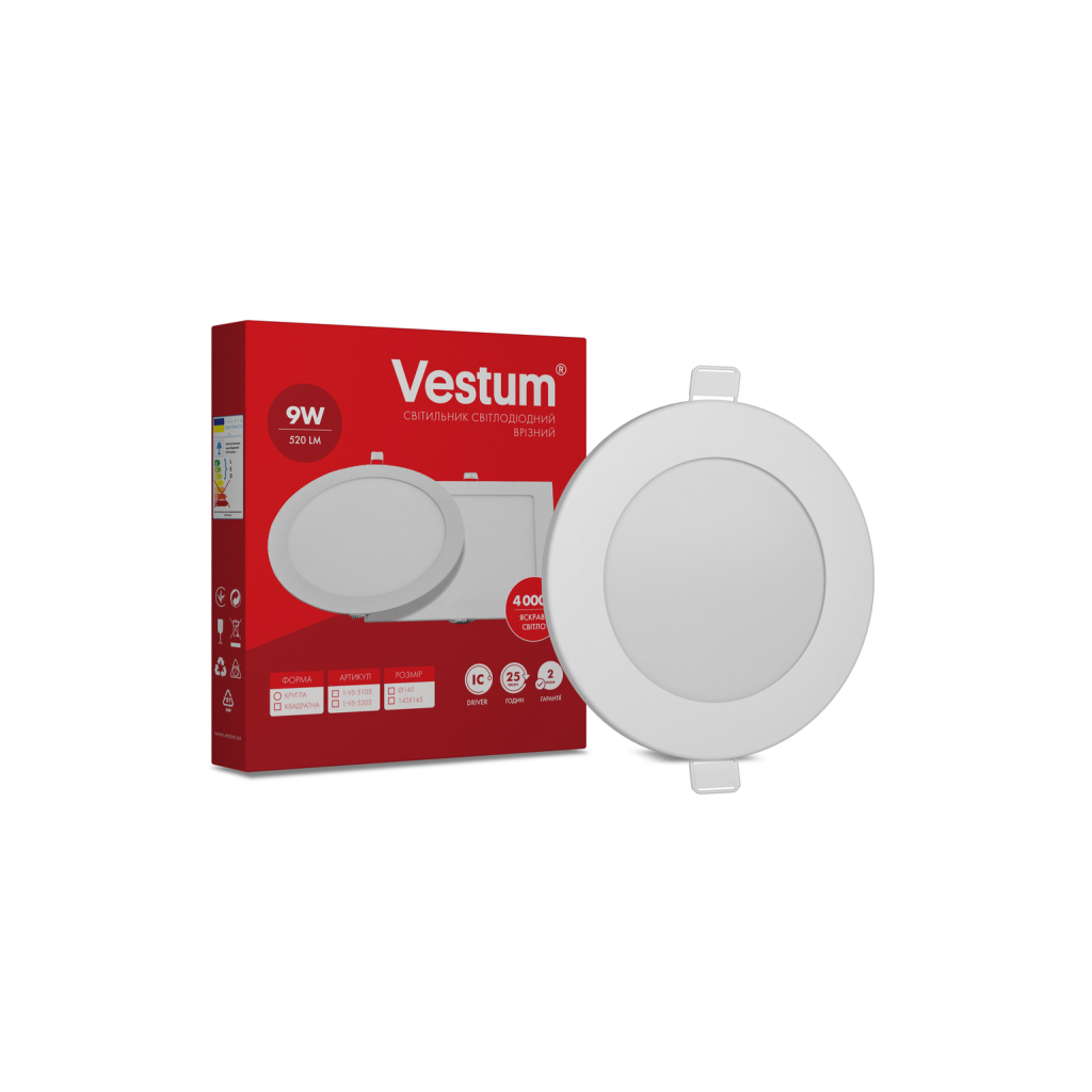 Світильник Vestum LED круглый 9W 4000K 220V (1-VS-5103) - зображення 1