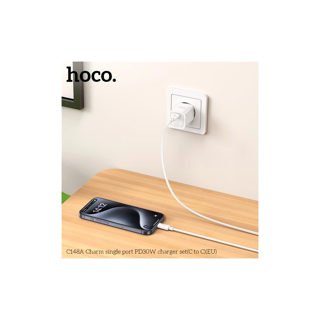 Зарядний пристрій HOCO C148A USB-C PD30W + cable USB-C to USB-C white (6942007630320) - зображення 8