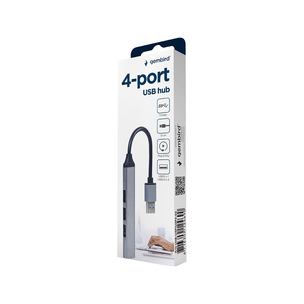 Концентратор Gembird USB-A to USB 3.1 Gen1 (5 Gbps), 3 х USB 2.0 (UHB-U3P1U2P3-02) - зображення 3