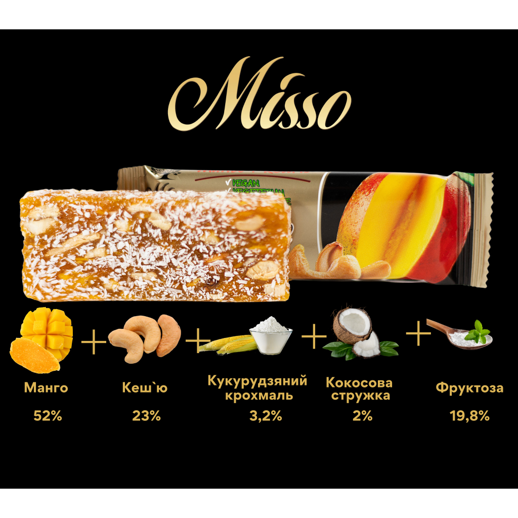Батончик Misso Fitbar Манго та кеш'ю 30 г (4820232570364) - зображення 2