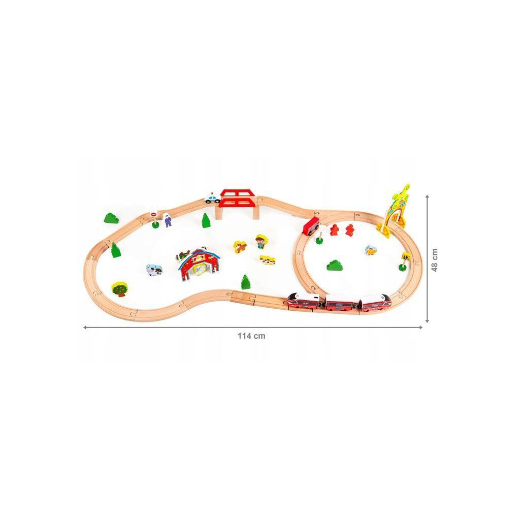 Залізниця дерев'яна Ecotoys з потягом на батарейках (HM180995) - зображення 6