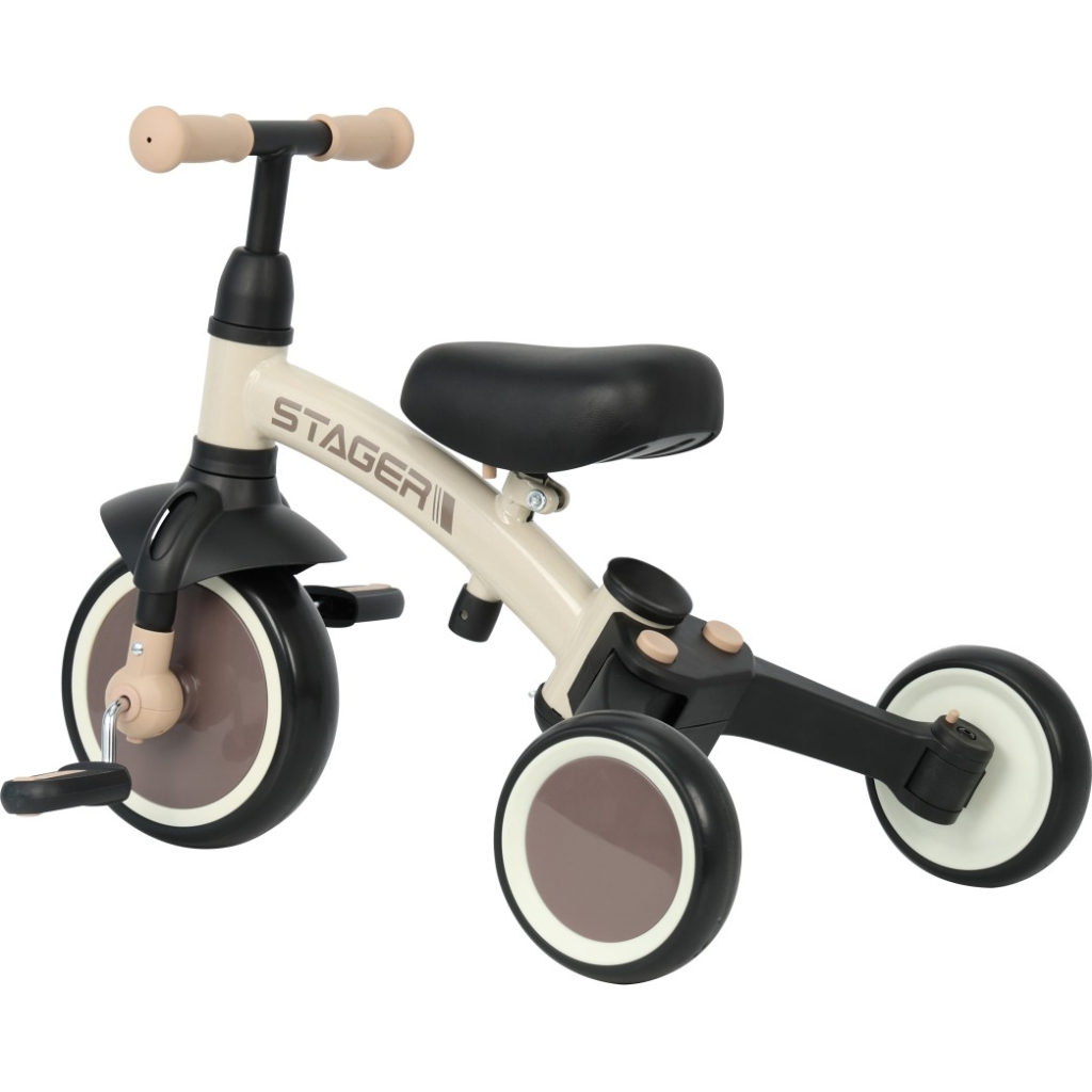 Дитячий велосипед QPlay Stager 3 в 1 з ручкою, біговел, Beige-Brown (T80STAGERBeigeBrown) - изображение 6