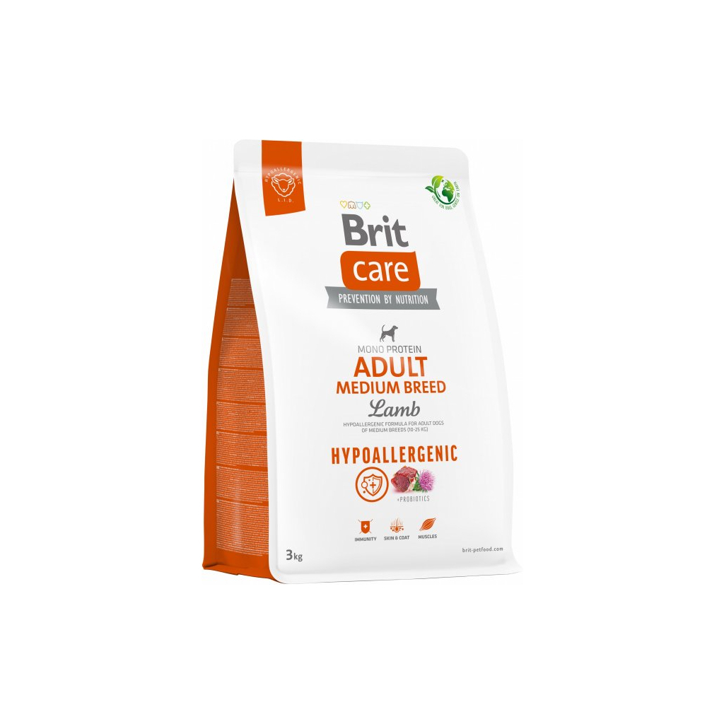 Сухий корм для собак Brit Care Dog Hypoallergenic Adult Medium Breed гіпоалергенний з ягням 3 кг (8595602559022) - зображення 1