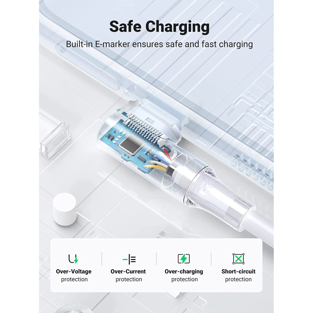 Дата кабель USB-C to USB-C 1.0m 100W (20V/5A) 90° corner braided black UGREEN (70696) - зображення 6