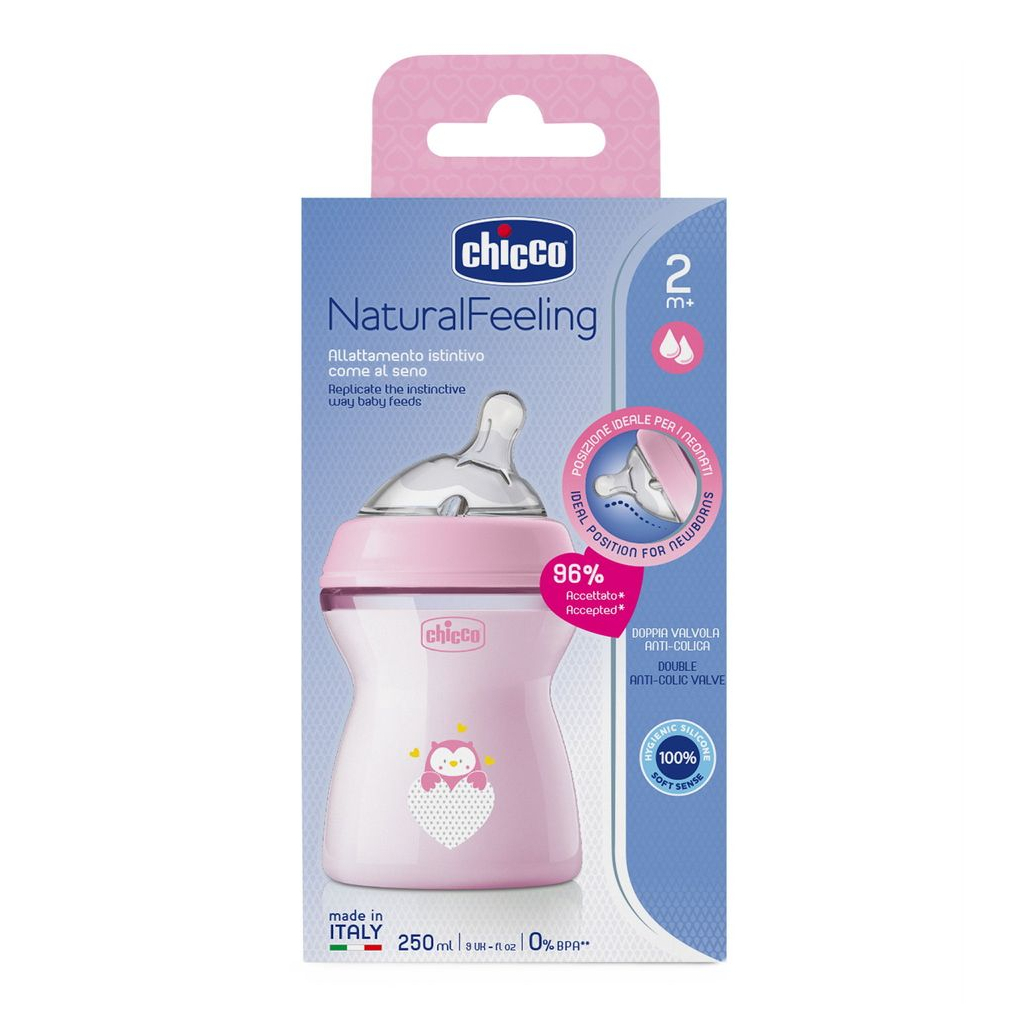 Пляшечка для годування Chicco Natural Feeling силікон середній потік 250мл рожева (81323.10) - зображення 8