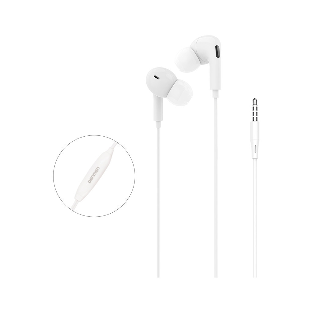 Навушники Denmen HF DR06 3.5mm 1.2 м White (DE-DR06-WH) - зображення 3