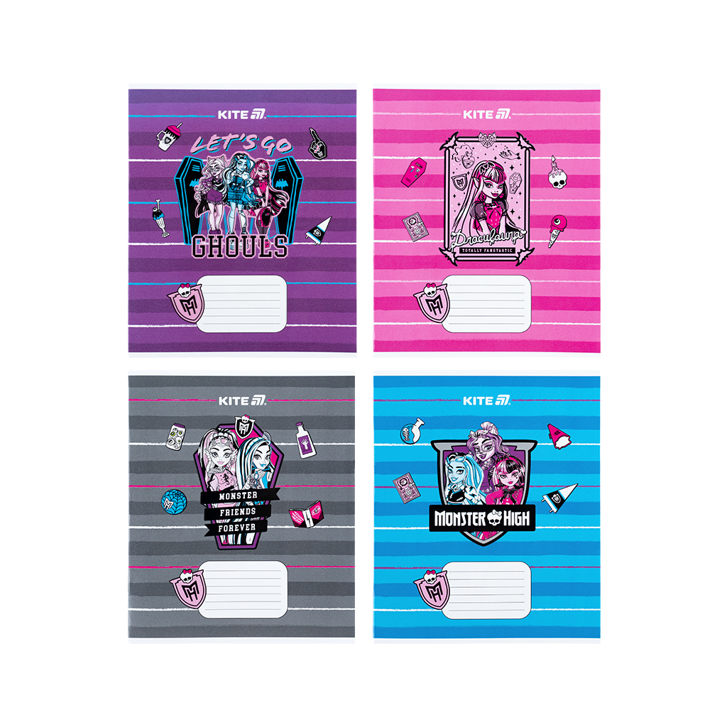 Зошит Kite Monster High, 12 аркушів, коса лінія (MH25-235) - зображення 1