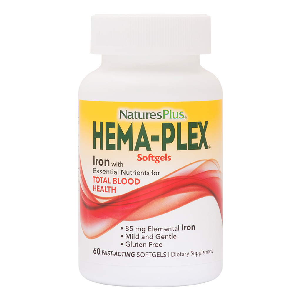 Мінерали Natures Plus Комплекс з залізом Hema-Plex, Iron, Nature's Plus, 60 Мягких (NAP-37691) - зображення 1