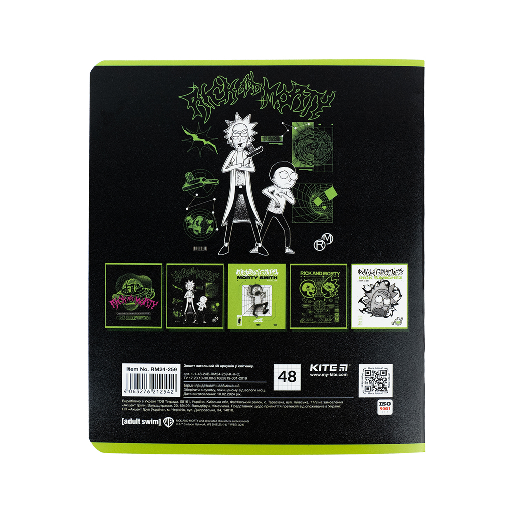 Зошит Kite Rick and Morty 48 аркушів, клітинка (RM24-259) - изображение 6