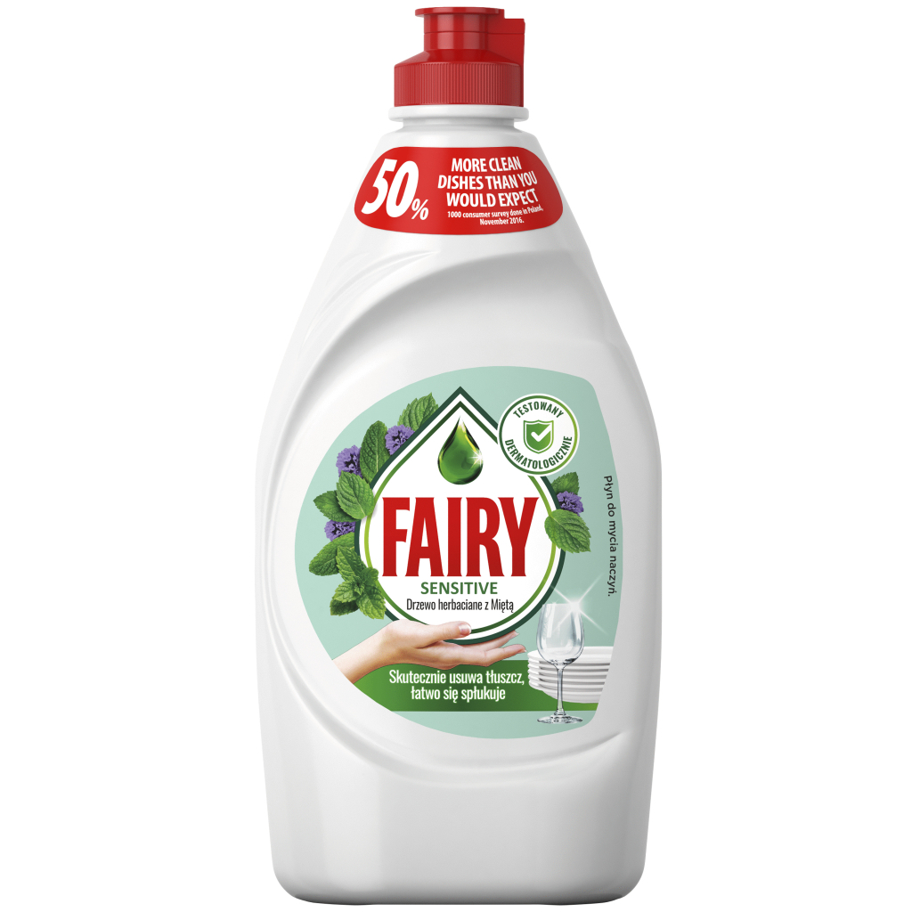 Засіб для ручного миття посуду Fairy Ніжні руки Чайне дерево та М'ята 450 мл (4015400956358) - зображення 1