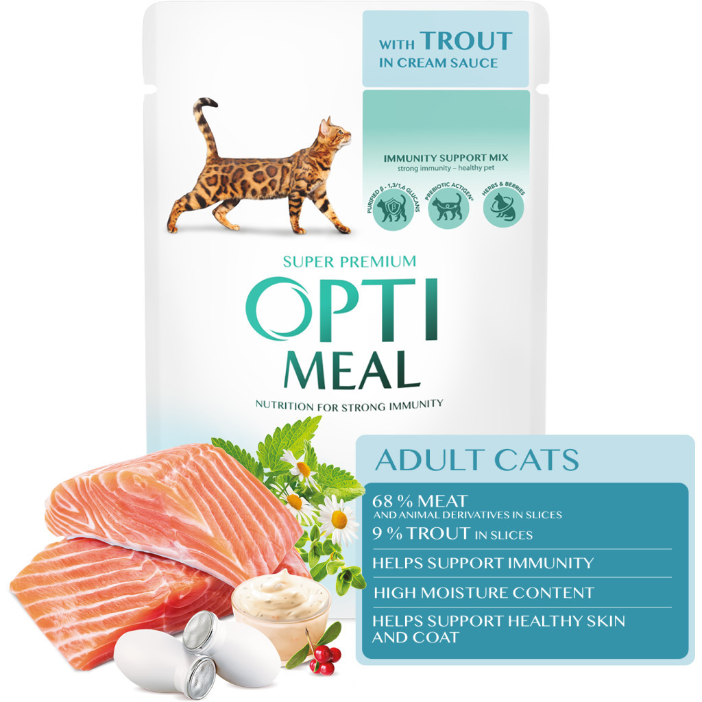 Вологий корм для кішок Optimeal з фореллю в кремовому соусі 85 г (4820215365864) - зображення 2