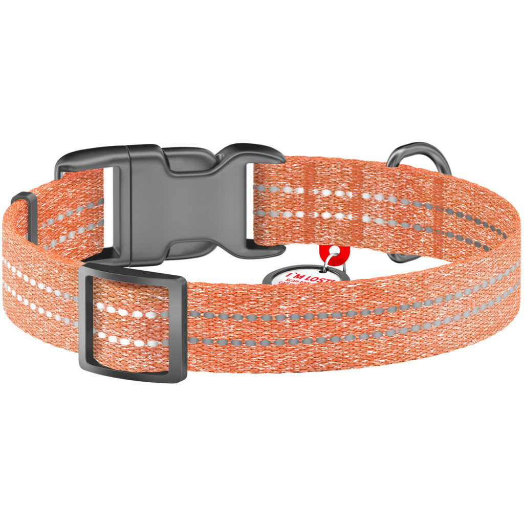 Нашийник для тварин WAUDOG Re-cotton з QR паспортом світловідбивний Ш 20 мм Д 28-40 см помаранчевий (02884) - зображення 2