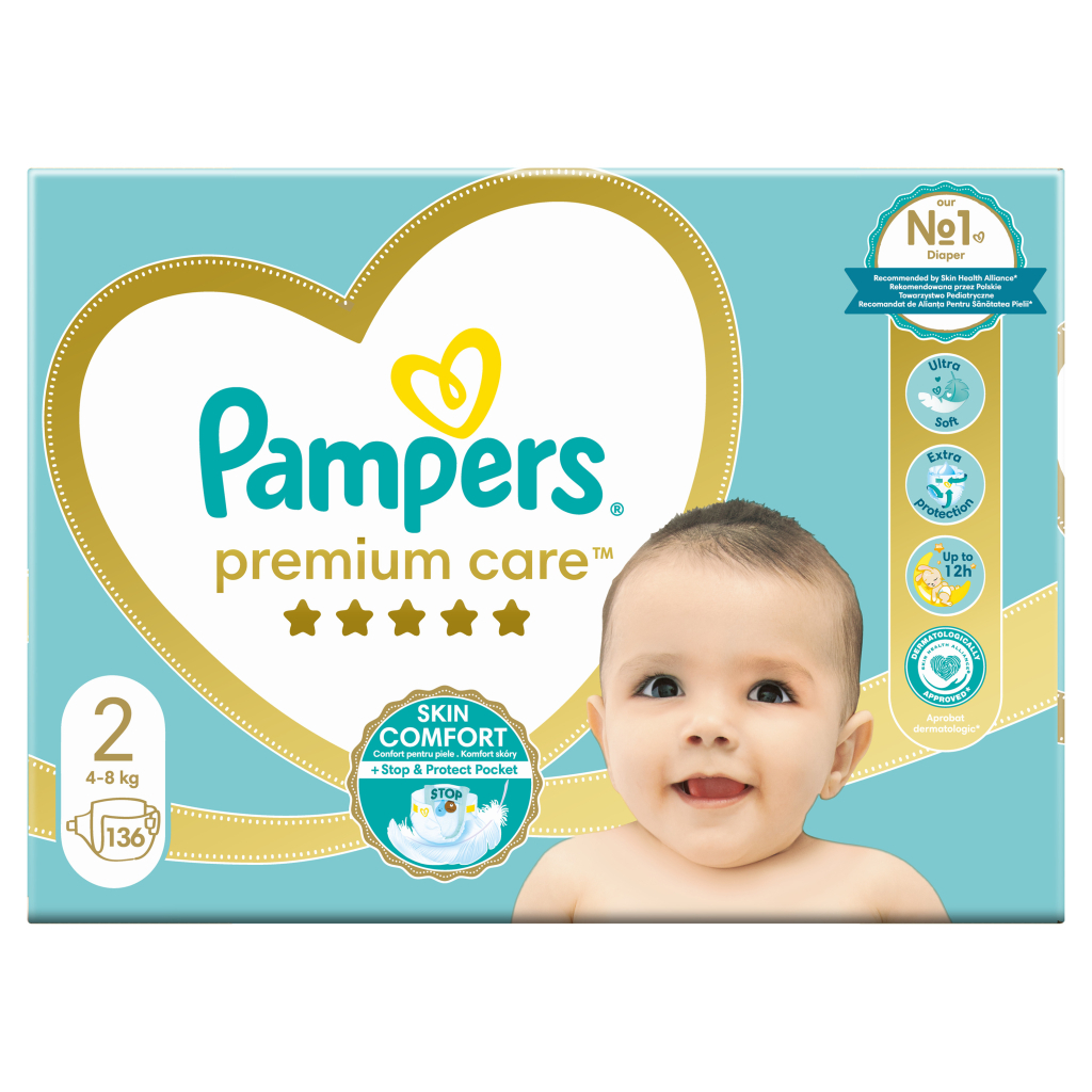 Підгузки Pampers Premium Care Розмір 2 (4-8 кг) 136 шт (8006540855812) - зображення 2