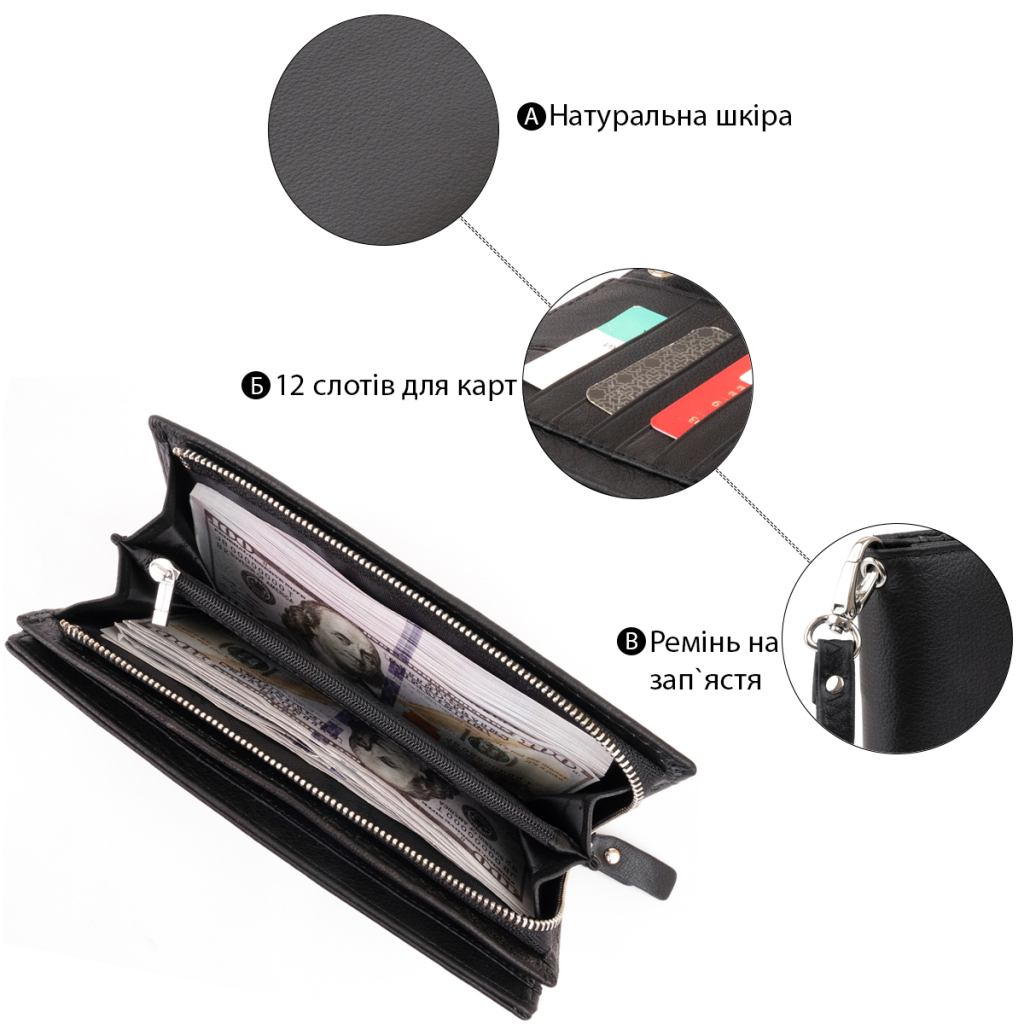 Гаманець ST Leather Шкіряний жіночий Чорний (19274) - изображение 4