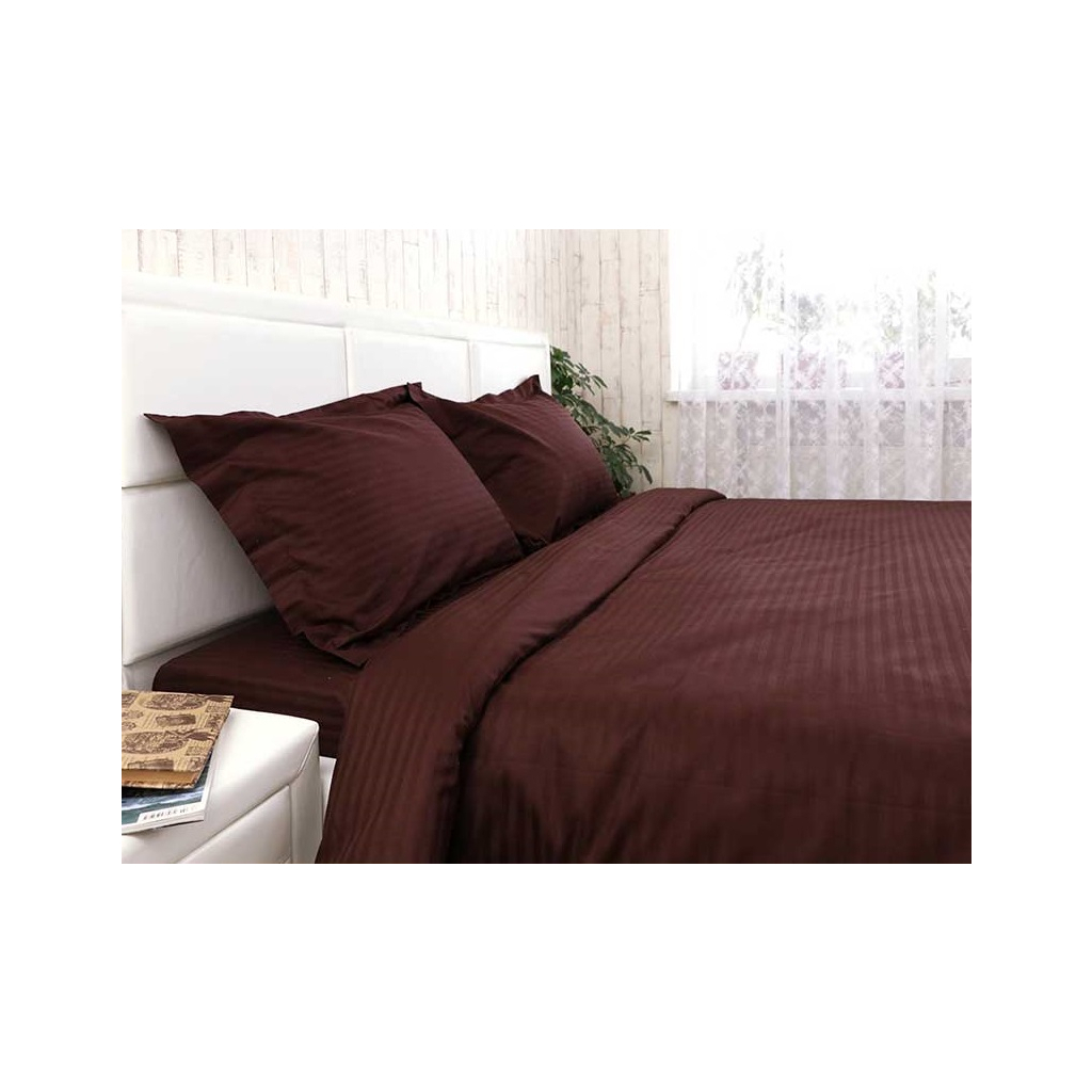 Постільна білизна Руно Сатин-страйп полуторна (677.50ДУ_Венге) - зображення 1