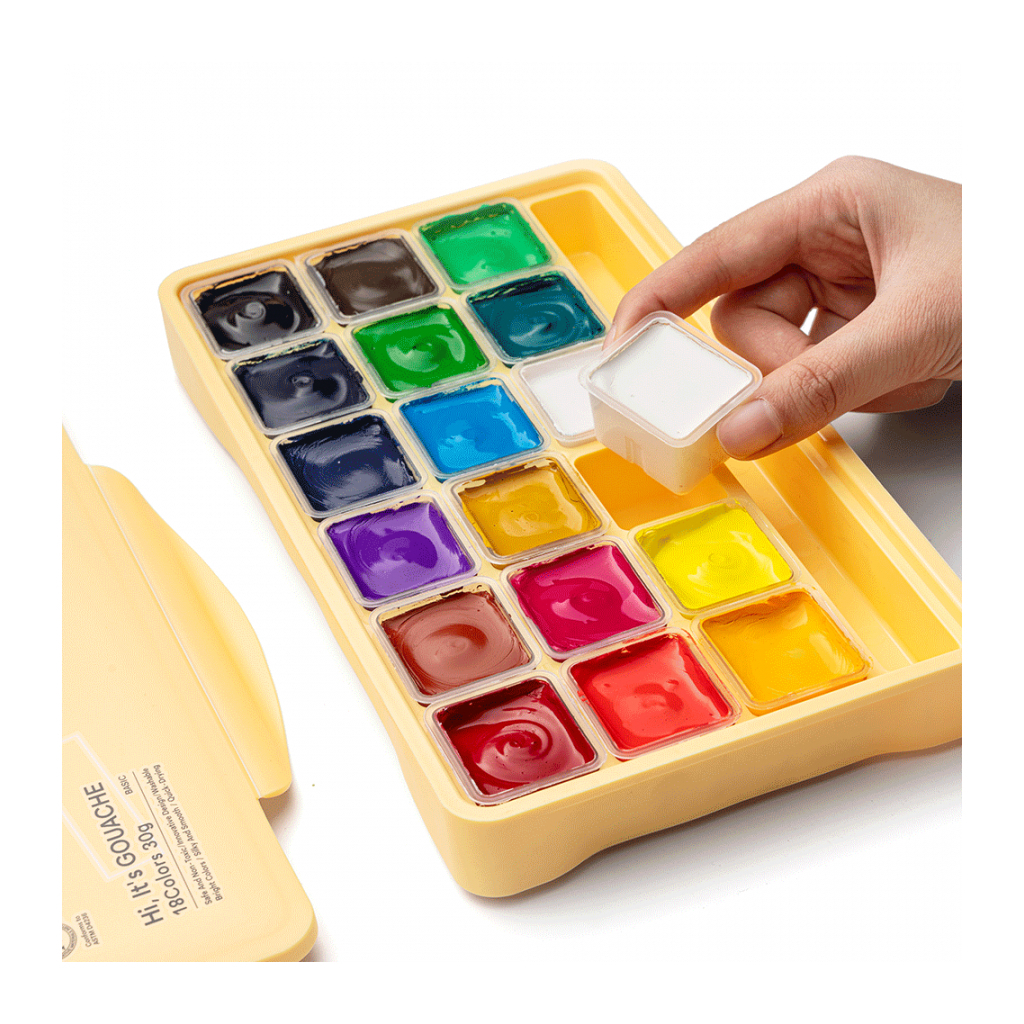 Гуашеві фарби HIMI Jelly Cup 18 кольори по 30 мл, жовтий пластик.пенал (6974712453703) - зображення 7