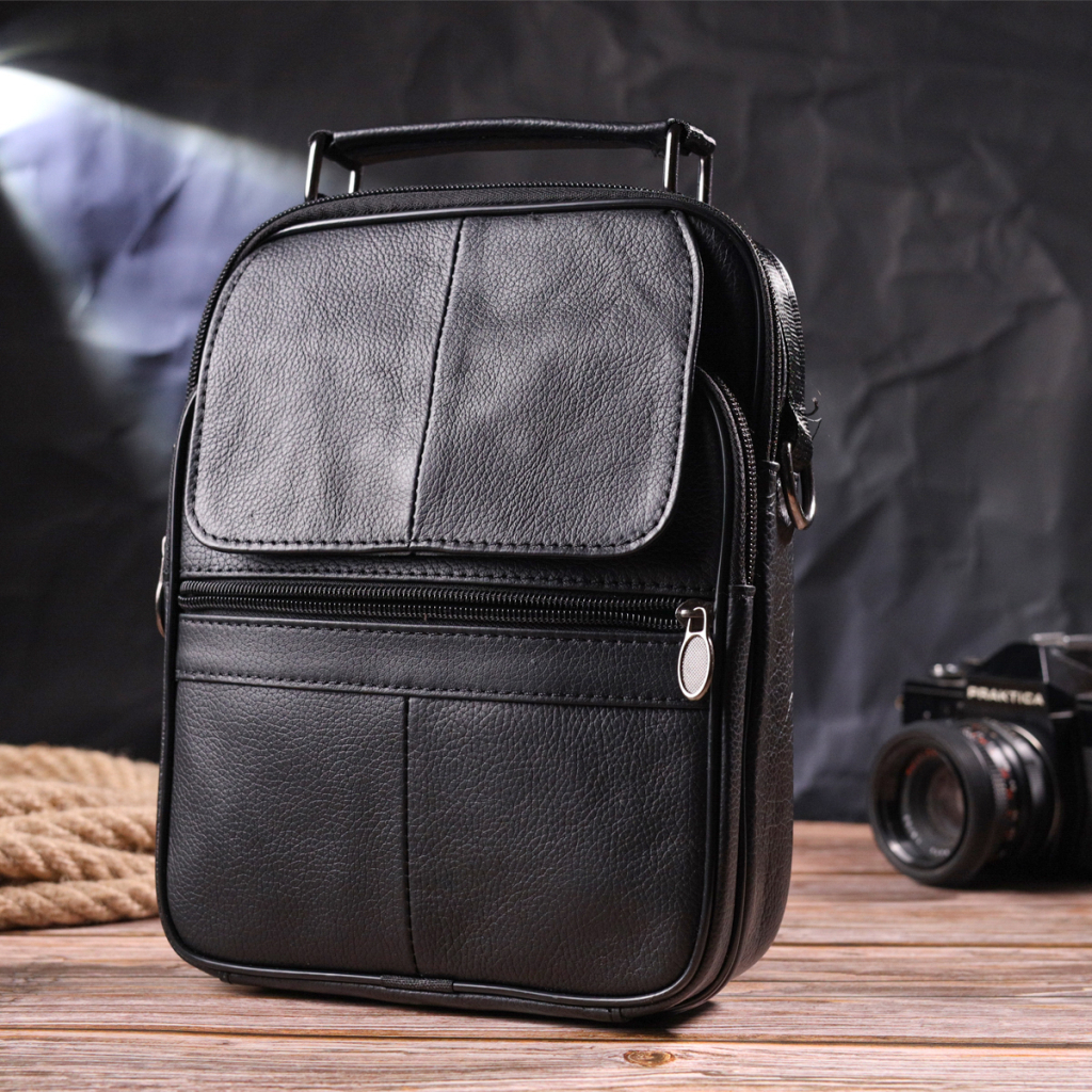 Сумка Vintage Чоловіча шкіряна Чорна (21396) - зображення 9