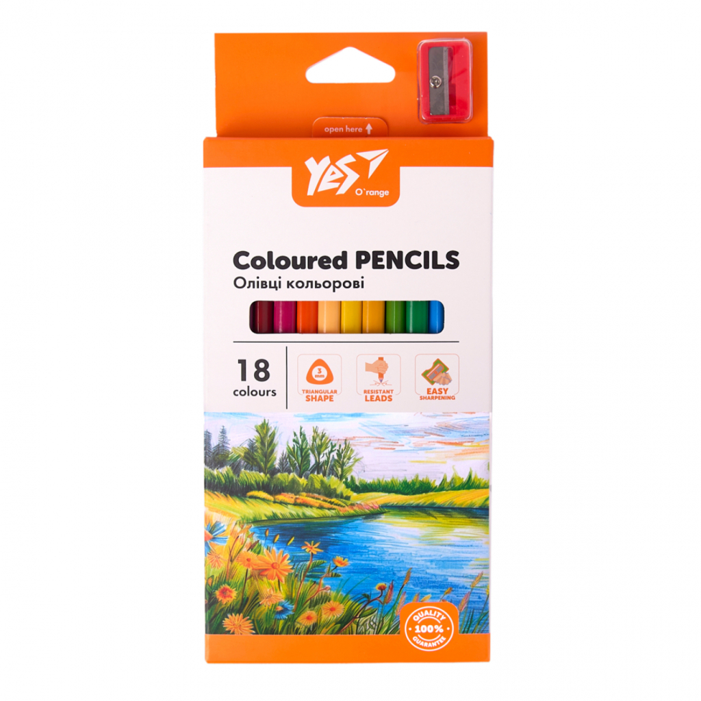Олівці кольорові Yes Orange Line 18 кольорів з точилкою (290739) - изображение 3