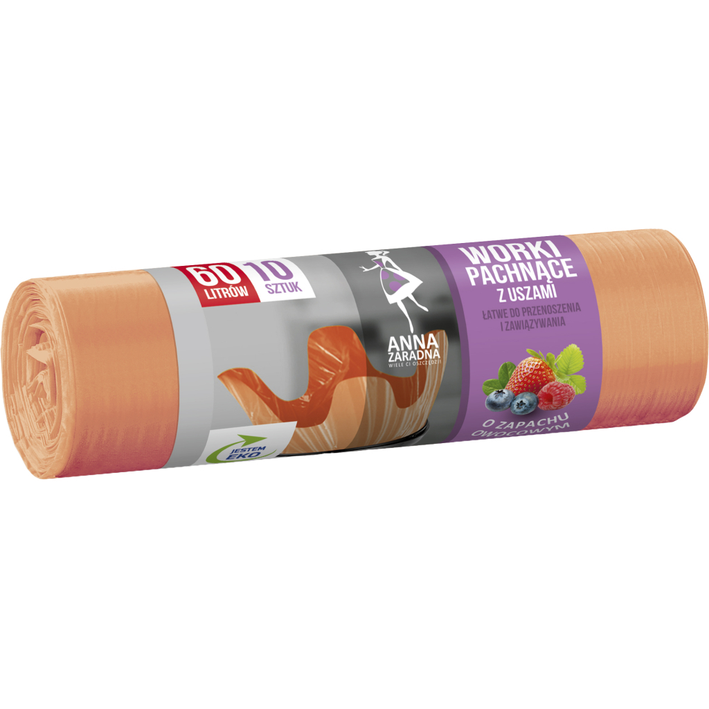 Пакети для сміття Anna Zaradna з вушками з ароматом фруктів 60 л 10 шт. (5903936036561) - зображення 1