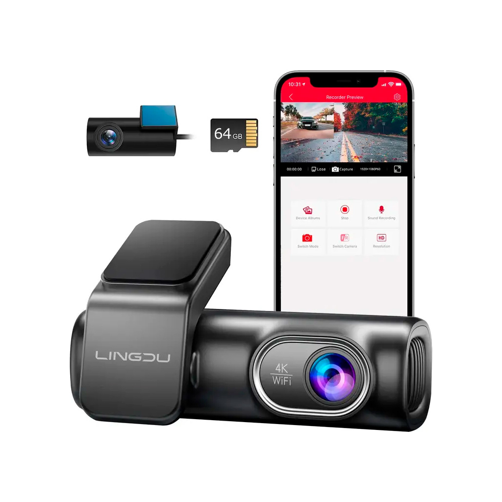 Відеореєстратор LINGDU Dash Cam LD01 + Micro SD 64GB - зображення 2