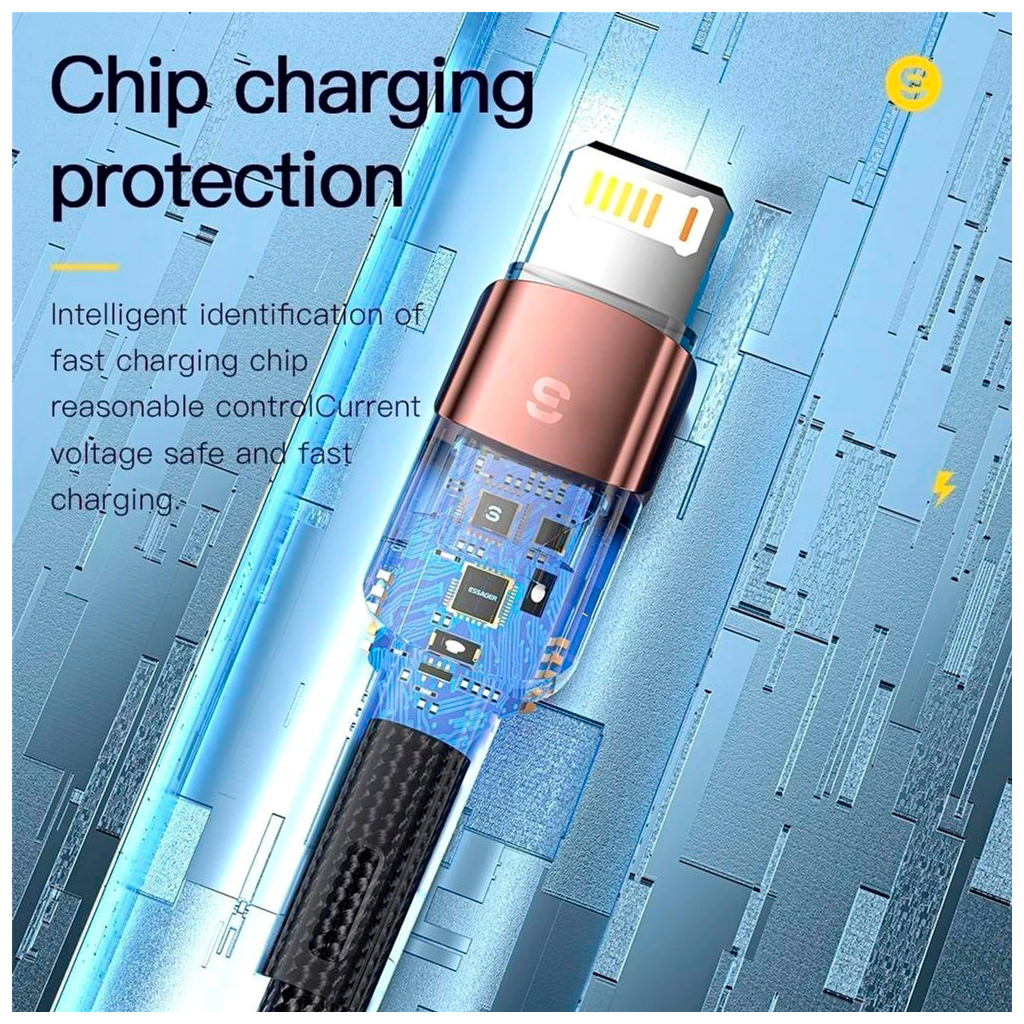 Дата кабель USB 2.0 AM to Lightning 2.0m 2.4A black Essager (EXCL-XCA01) - зображення 6