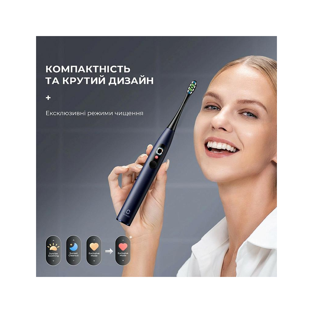 Електрична зубна щітка Oclean X Plus Pro Digital Blue (6970810556186) - зображення 3