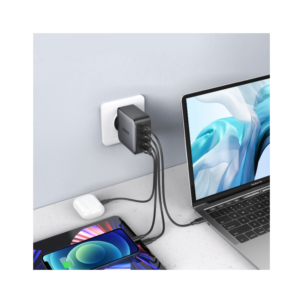 Зарядний пристрій Ugreen 4xUSB 100W (3xUSB-C+USB-A) Gan Tech Fast GAN Charger black CD226 (40747) - изображение 6